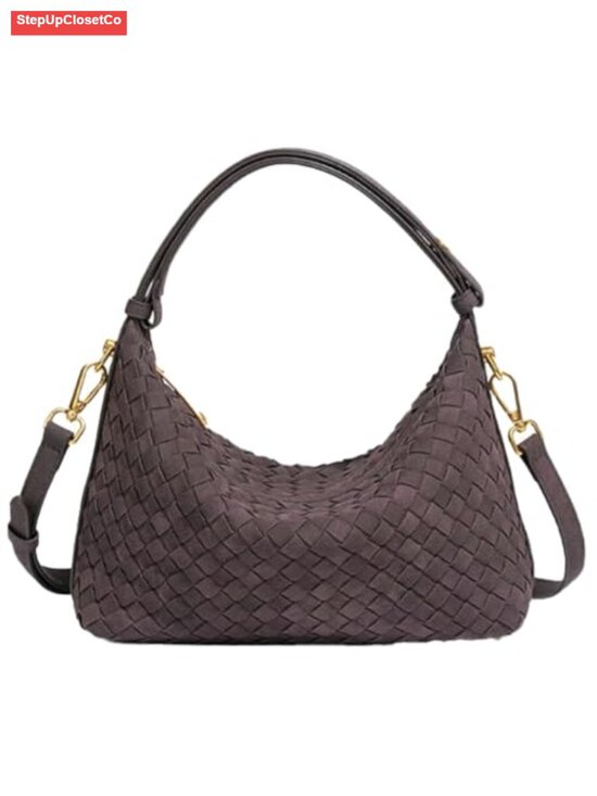 Handbags - Retro Woven Suede Bag Shoulder Tote Purse Crossbody Slouchy Crescent Satchel